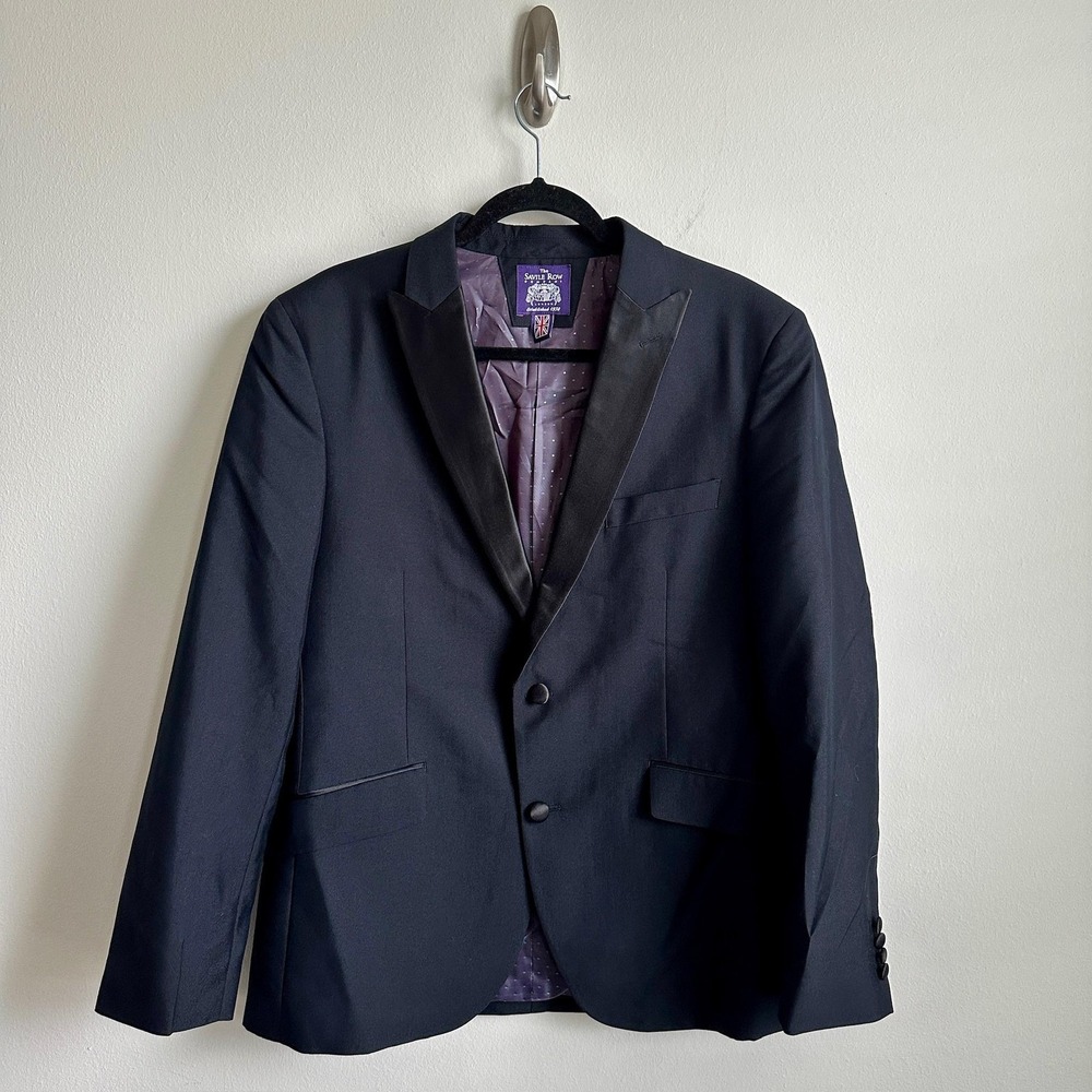 Savile Row‎ Company Blazer Mens 42 Black Tuxedo Satin Shawl Lapel Formal Jacket